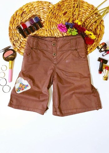 (L) VİZON PAYET ARMA LOGOLU CEPLİ ŞIK SPOR TİWİL GABARDİN ŞORT - Görsel 2