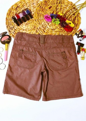 (L) VİZON PAYET ARMA LOGOLU CEPLİ ŞIK SPOR TİWİL GABARDİN ŞORT - Görsel 4