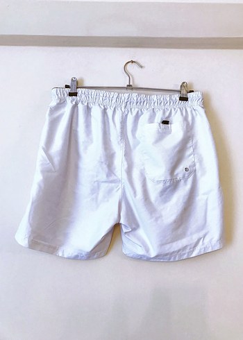 (L) BEYAZ DESENLİ BEL LASTİKLİ CEPLİ ŞIK SPOR UNISEX DENİZ ŞORT - Görsel 3