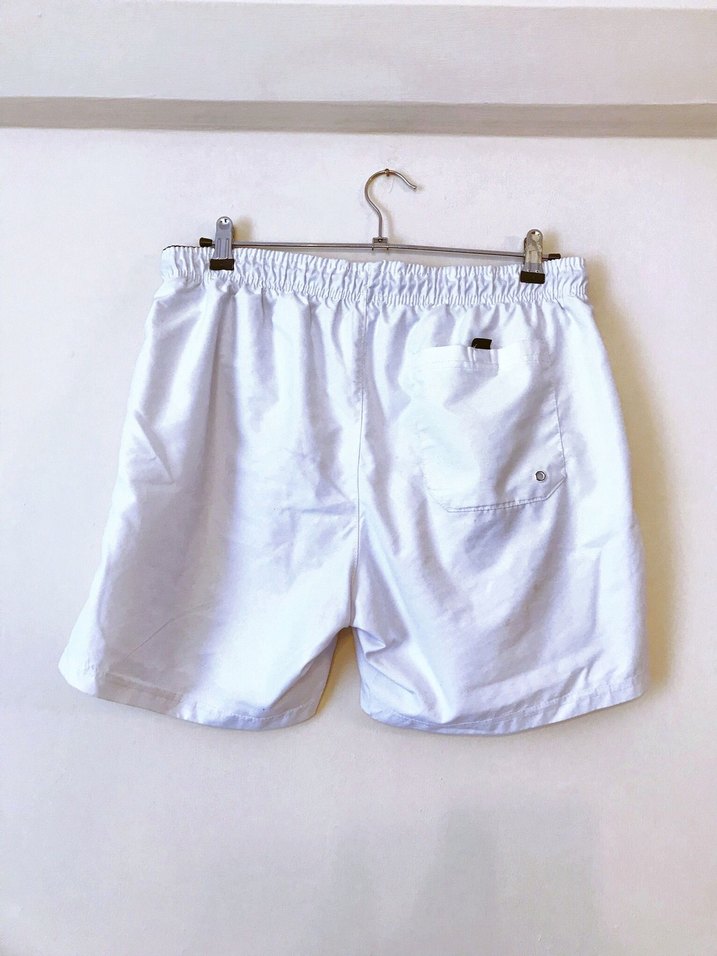 (L) BEYAZ DESENLİ BEL LASTİKLİ CEPLİ ŞIK SPOR UNISEX DENİZ ŞORT - Görsel 3