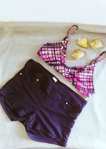 (L) LACİVERT ETNİK DESEN BAĞLAMALI ŞIK SPOR ŞORTLU BİKİNİ TAKIMI - Görsel 8