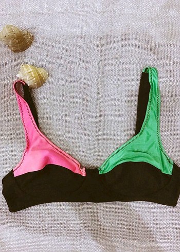 (42) SİYAH NEON RENKLİ FIRFIR DETAYLI ŞIK SPOR BİKİNİ TAKIMI - Görsel 2