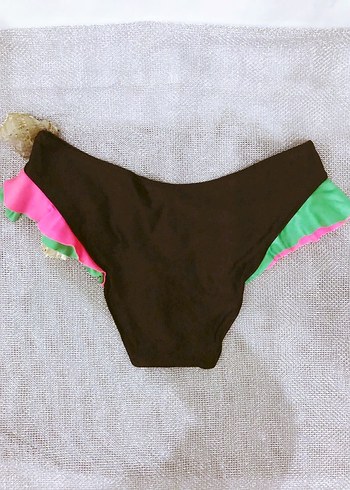 (42) SİYAH NEON RENKLİ FIRFIR DETAYLI ŞIK SPOR BİKİNİ TAKIMI - Görsel 5