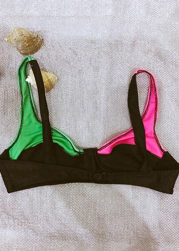 (42) SİYAH NEON RENKLİ FIRFIR DETAYLI ŞIK SPOR BİKİNİ TAKIMI - Görsel 3