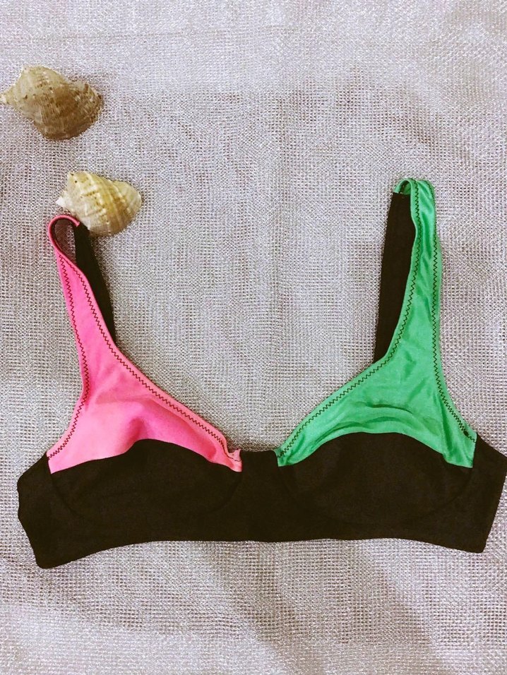 (42) SİYAH NEON RENKLİ FIRFIR DETAYLI ŞIK SPOR BİKİNİ TAKIMI - Görsel 2