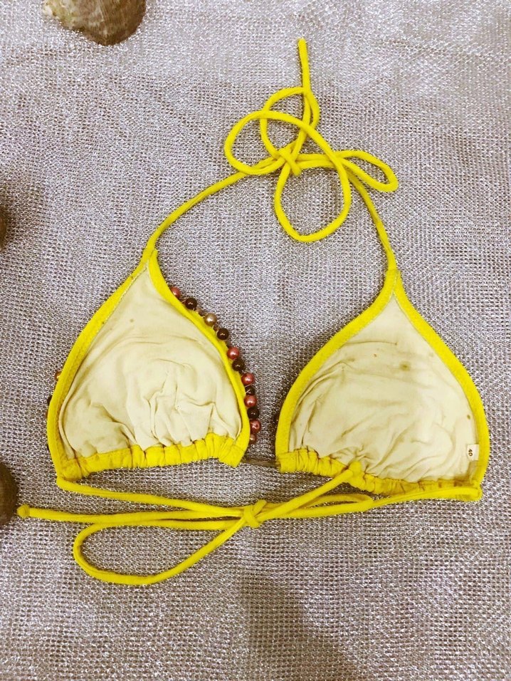 (40) SARI BONCUK İŞLEMELİ YAN BAĞLAMALI ŞIK SPOR BİKİNİ TAKIMI - Görsel 4