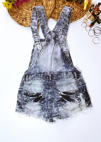 (M) MAVİ TAŞLANMIŞ CEP DETAY ŞIK SPOR TİWİL DENIM KOT ŞORT TULUM - Görsel 5