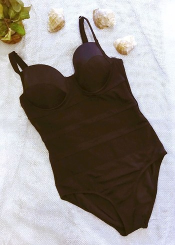 (M) SİYAH DESTEKLİ TÜL TASARIMLI ŞIK SPOR BASIC  SRTAPPY MAYO - Görsel 5