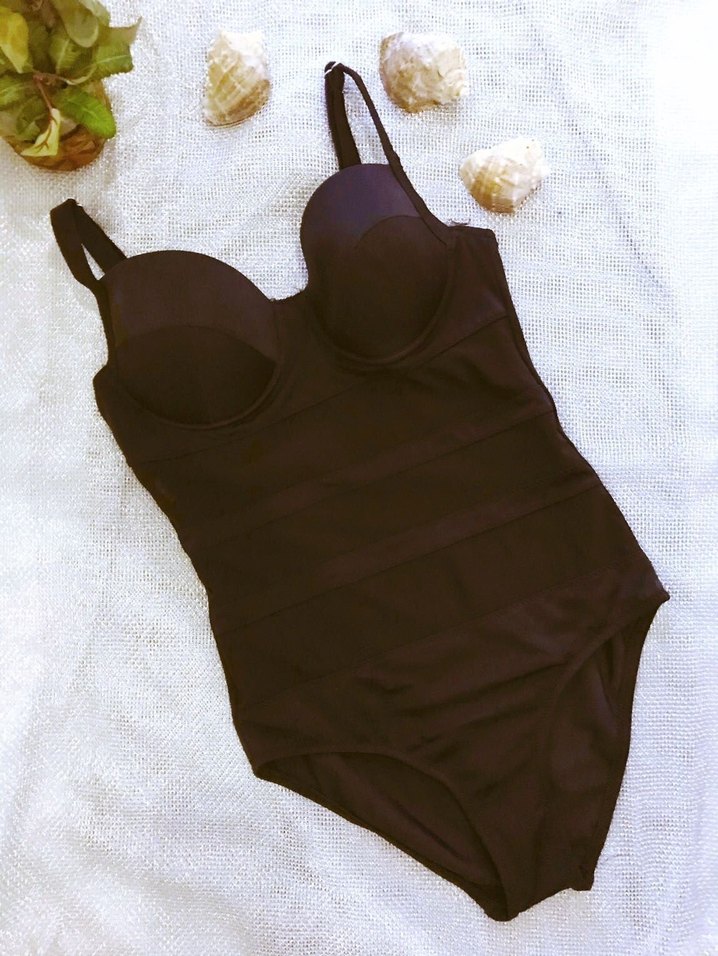 (M) SİYAH DESTEKLİ TÜL TASARIMLI ŞIK SPOR BASIC  SRTAPPY MAYO - Görsel 5