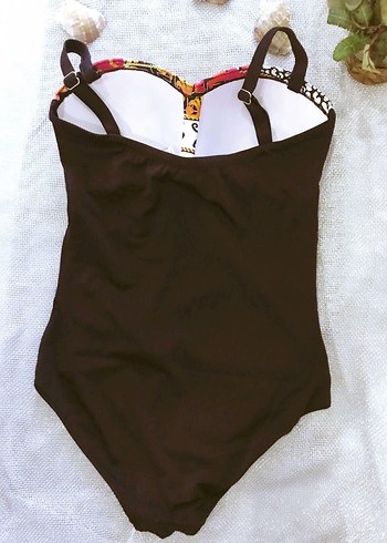 (42) SİYAH DESENLİ DRAPE TASARIMLI ŞIK SPOR BASIC SRTAPPY MAYO - Görsel 4