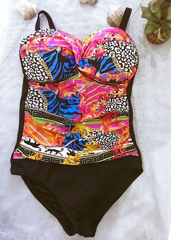 (42) SİYAH DESENLİ DRAPE TASARIMLI ŞIK SPOR BASIC SRTAPPY MAYO - Görsel 3