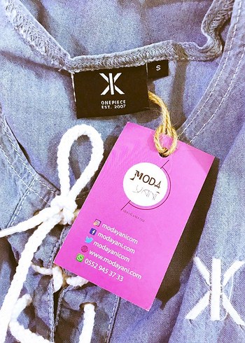 Nakışlı Kot Mini Tulum - Görsel 7