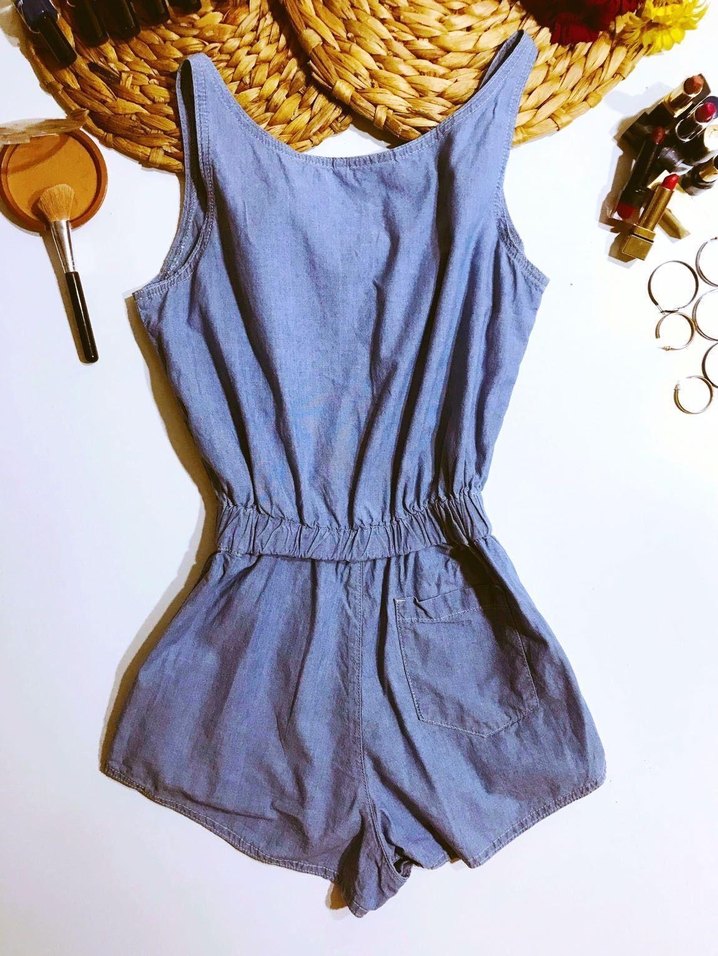 Nakışlı Kot Mini Tulum - Görsel 5