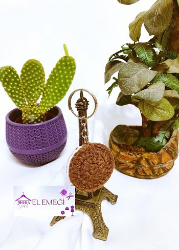 (5 CM) EL YAPIMI AMİGURUMİ BİSKÜVİ ANAHTARLIK ÇANTA SÜSÜ