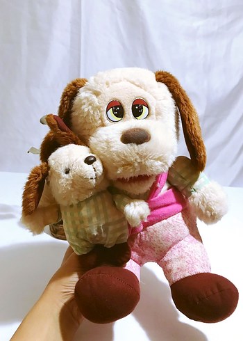 (35 CM) SEVİMLİ YAVRULU KÖPEK AİLE DEKORATİF FİGÜR PELUŞ OYUNCAK
