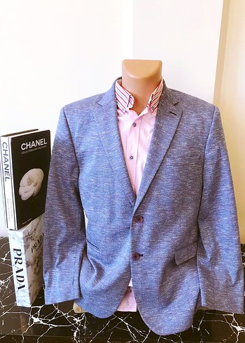 52 Beden mavi Renk (52) MAVİ EKOSELİ ŞIK SPOR TİWİL KLASİK KESİM SLIM BLAZER CEKET