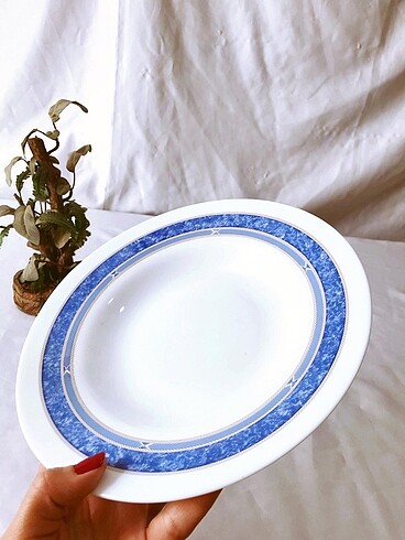 (25 CM) HARMONIA ÇİN PORSELEN MAVİ BEYAZ ETNİK DESEN ŞIK PORSELE