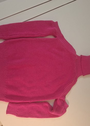 Pembe Kadın Boğazlı Triko Kazak - Görsel 5