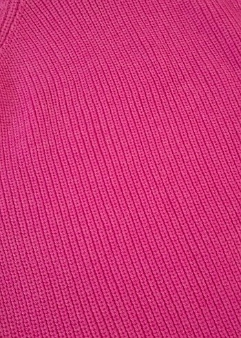 Pembe Kadın Boğazlı Triko Kazak - Görsel 2