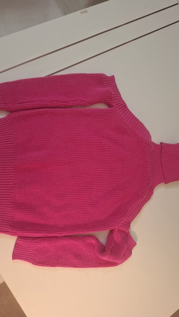 Pembe Kadın Boğazlı Triko Kazak - Görsel 5