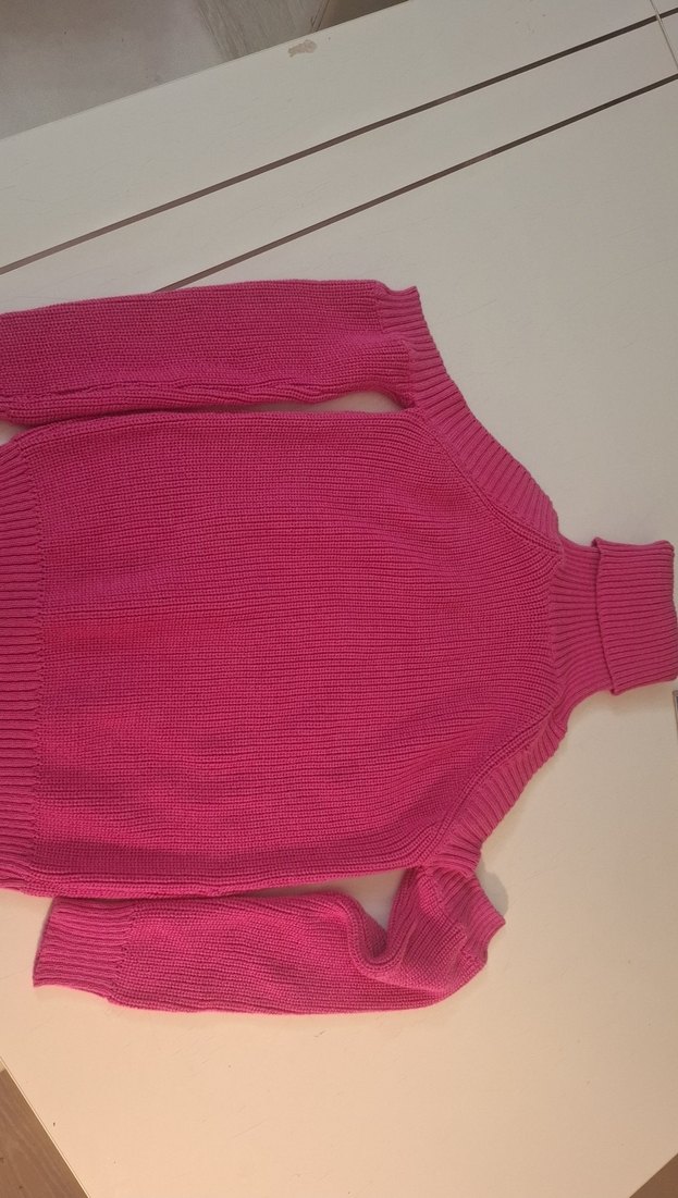 Pembe Kadın Boğazlı Triko Kazak - Görsel 4