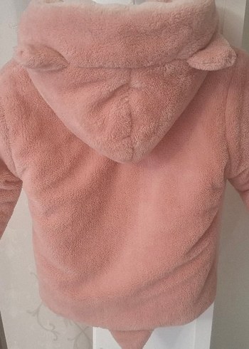 Kız Çocuk Pembe Peluş Ceket - Görsel 3
