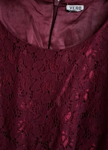 40 Beden bordo Renk Vero moda bordo dantelli elbise