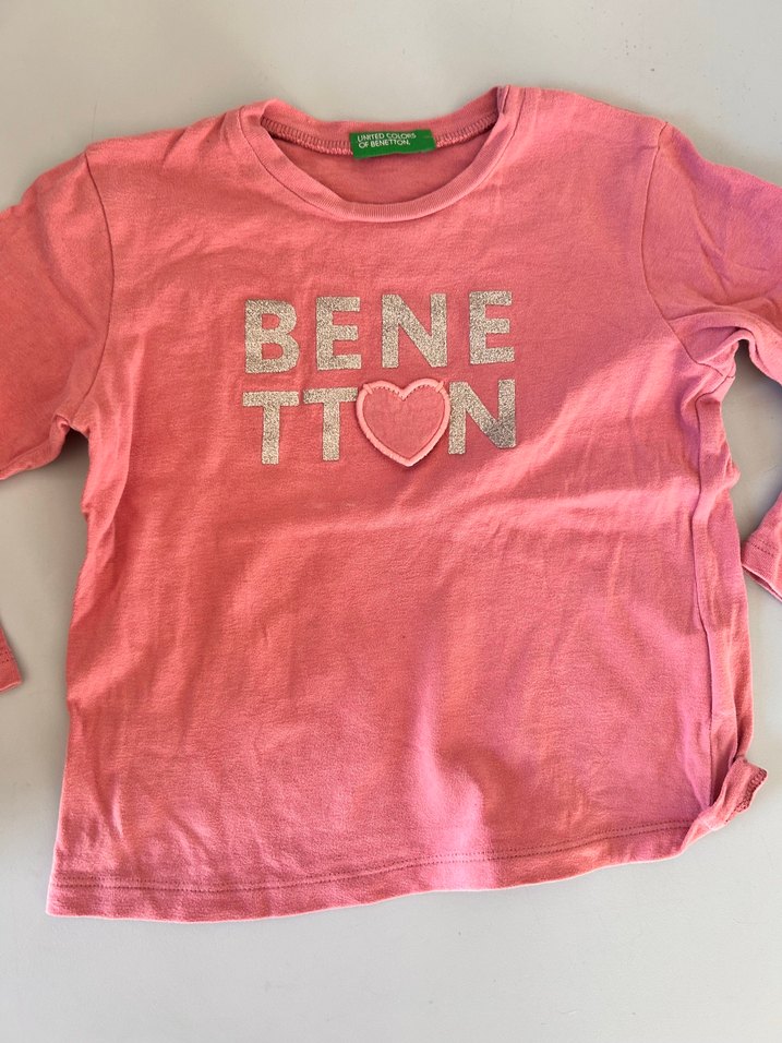 Benetton Kız Çocuk Pembe Uzun Kollu Tişört - Görsel 2