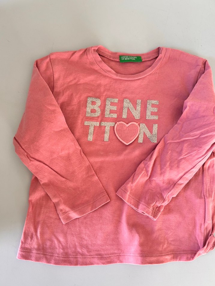 Benetton Kız Çocuk Pembe Uzun Kollu Tişört - Görsel 3