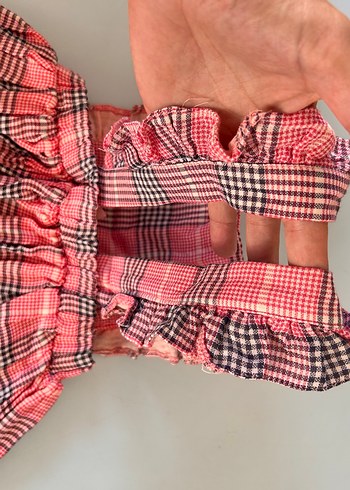 Kız Çocuk Pembe Nakışlı Fırfırlı Elbise - Görsel 5