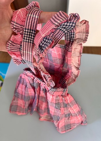 Kız Çocuk Pembe Nakışlı Fırfırlı Elbise - Görsel 6