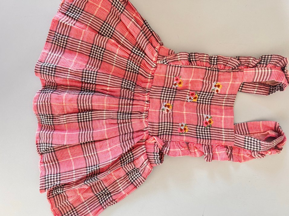 Kız Çocuk Pembe Nakışlı Fırfırlı Elbise - Görsel 3