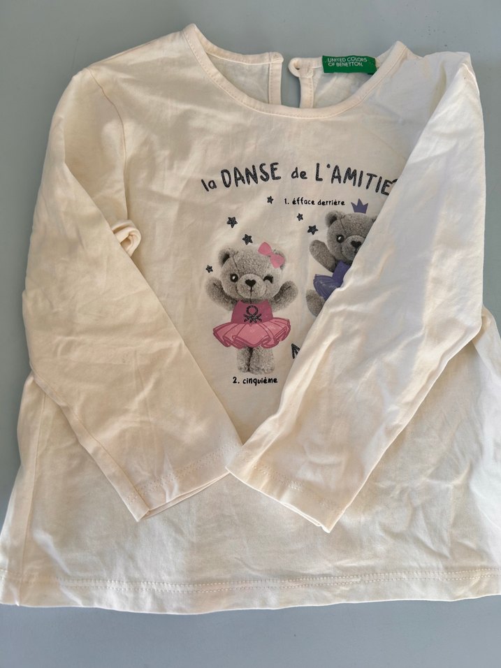 Kız Çocuk Uzun Kollu Baskılı Beyaz Tişört - Görsel 4