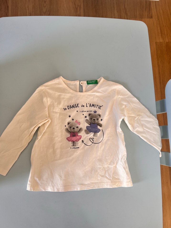 Kız Çocuk Uzun Kollu Baskılı Beyaz Tişört - Görsel 2