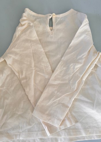 Kız Çocuk Beyaz Uzun Kollu Pamuklu Tişört - Görsel 4