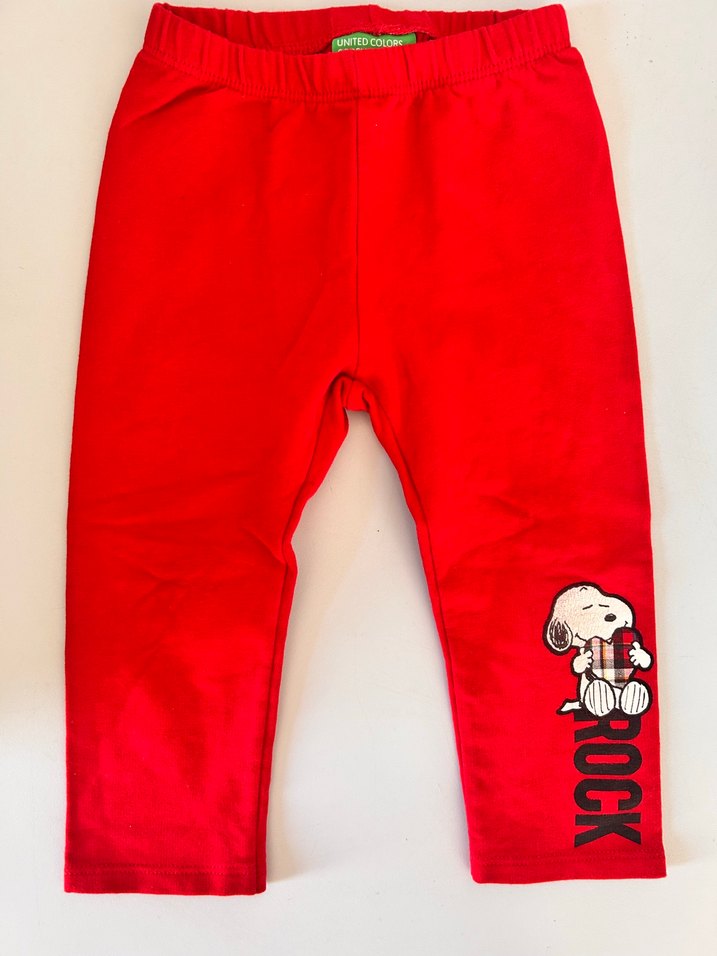 Kız Çocuk Kırmızı Baskılı Tayt - Görsel 4