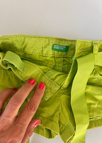 Kız çocuk Yeşil Kemerli Mini Şort - Görsel 6