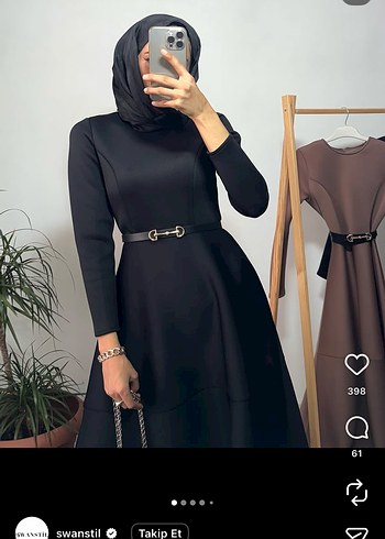 Zara Scuba Kumas Siyah Uzun Kollu Tesettur Elbise