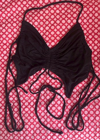 s Beden siyah Renk Stradivarius Siyah Sırt Dekolteli İp Bağlama Crop Top