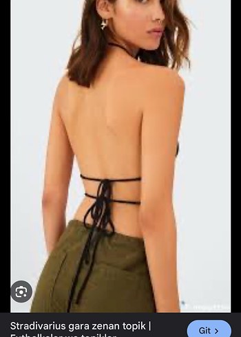 Stradivarius Stradivarius Siyah Sırt Dekolteli İp Bağlama Crop Top
