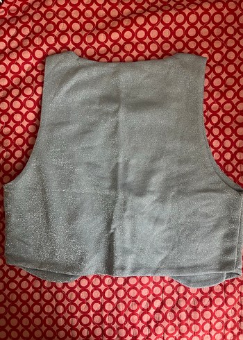 Trendyol & Milla Bebek Mavi Parıltılı Kalp Detaylı Dekolteli Crop Top Üst