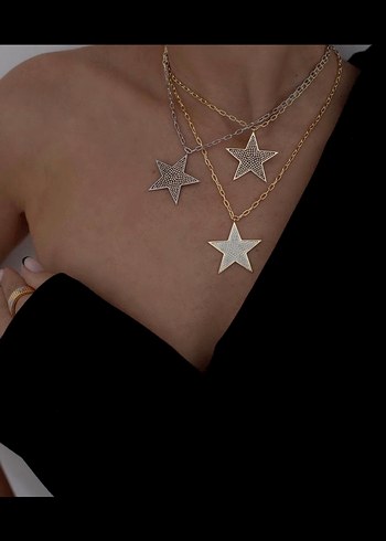 Luzdemia 925 Gümüş Altın Kaplama Gold Yıldız Kolye
