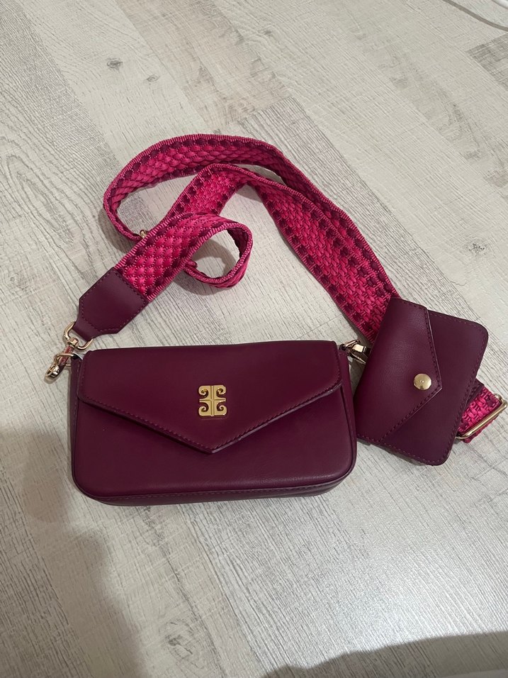 Bordo Deri Tokalı Kadın Çanta - Görsel 3