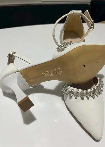 Beyaz Payetli Stiletto Gelin Ayakkabısı - Görsel 2