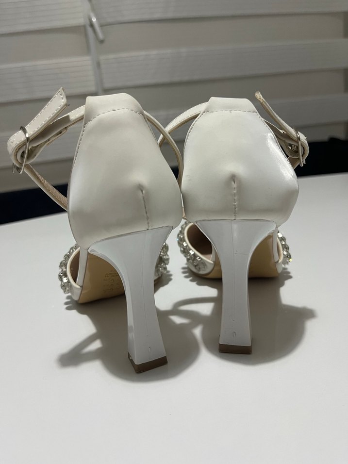 Beyaz Payetli Stiletto Gelin Ayakkabısı - Görsel 3