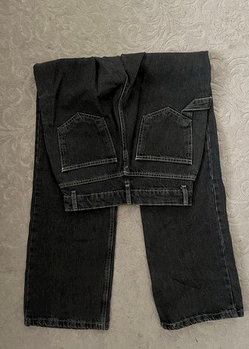 Siyah Bol Kesim Kot Pantolon - Görsel 2