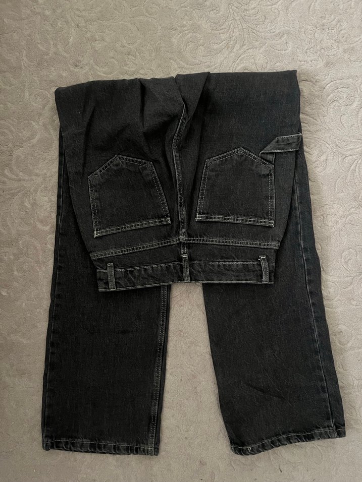 Siyah Bol Kesim Kot Pantolon - Görsel 2