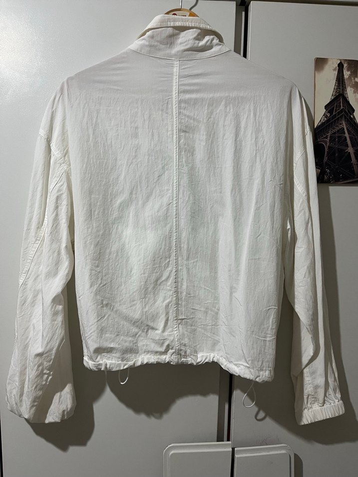 Beyaz Fermuarlı Rahat Kesim Kadın Ceket - Görsel 2