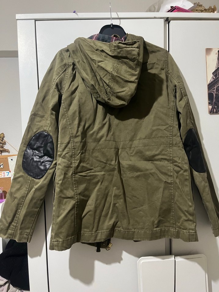 Düğmeli Haki Deri Kadın Ceket - Görsel 2