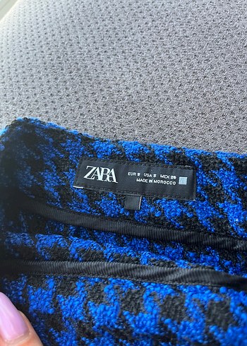 Mavi Pilili Ekose Mini Etek - Görsel 3